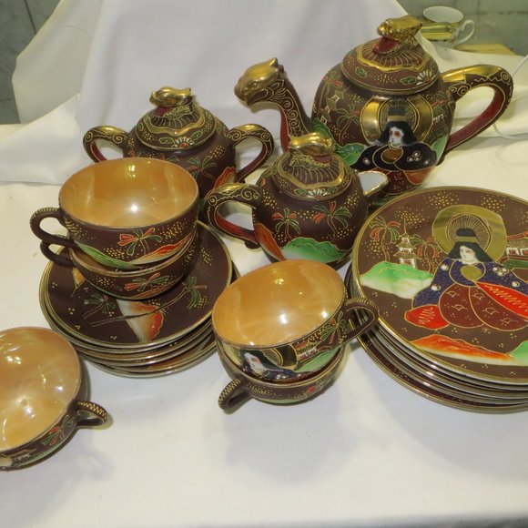 Satsuma Moriage 20 PC Tea Set Japanese Dragonware - Picture 4 of 8